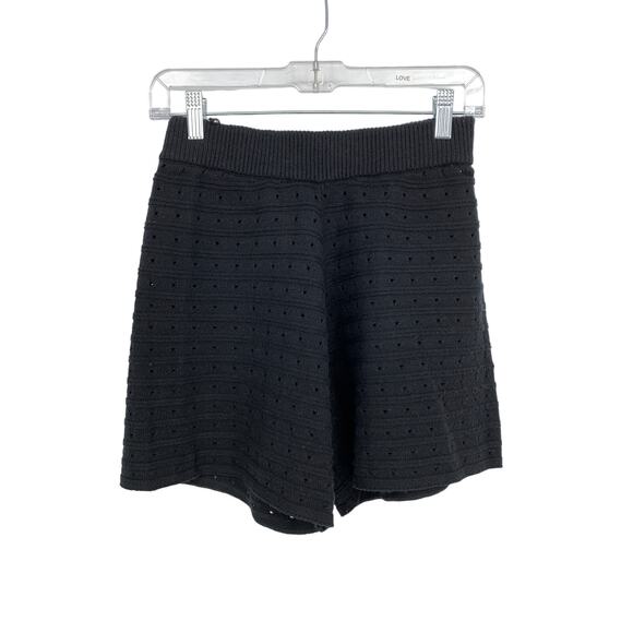 Unbranded Two Piece Set Buttondown Top & Shorts Womens Small Black Open Knit - Picture 5 of 7
